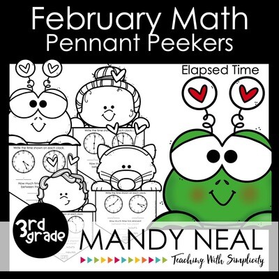 Third Grade February and Valentine's Day Craft Activity for Math | Elapsed Time