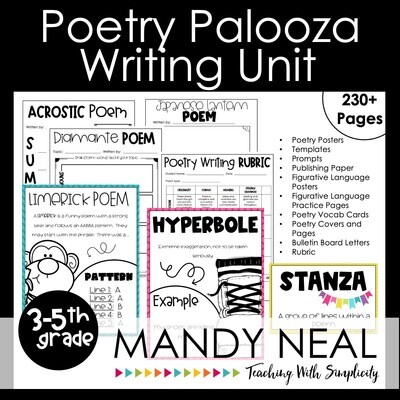 Poetry Writing Unit: Poetry Templates, Anchor Charts, Poetry Notebook