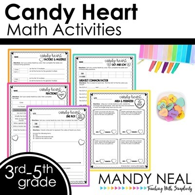 Candy Heart Math Valentine Activities for Upper Elementary