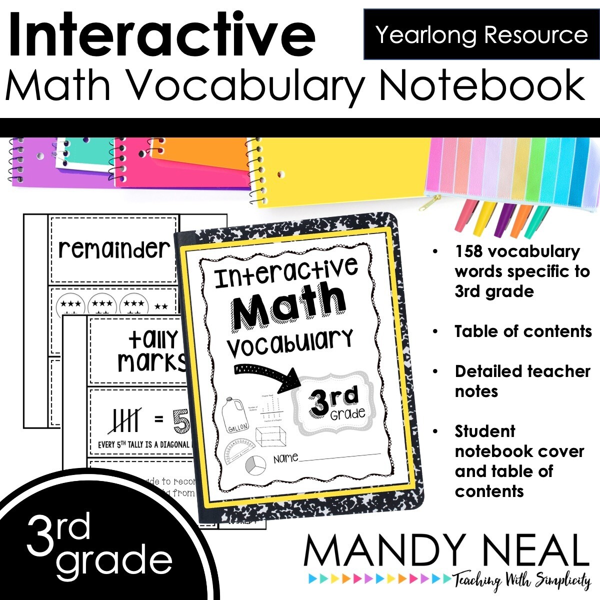 Interactive Math Vocabulary for 3rd Grade