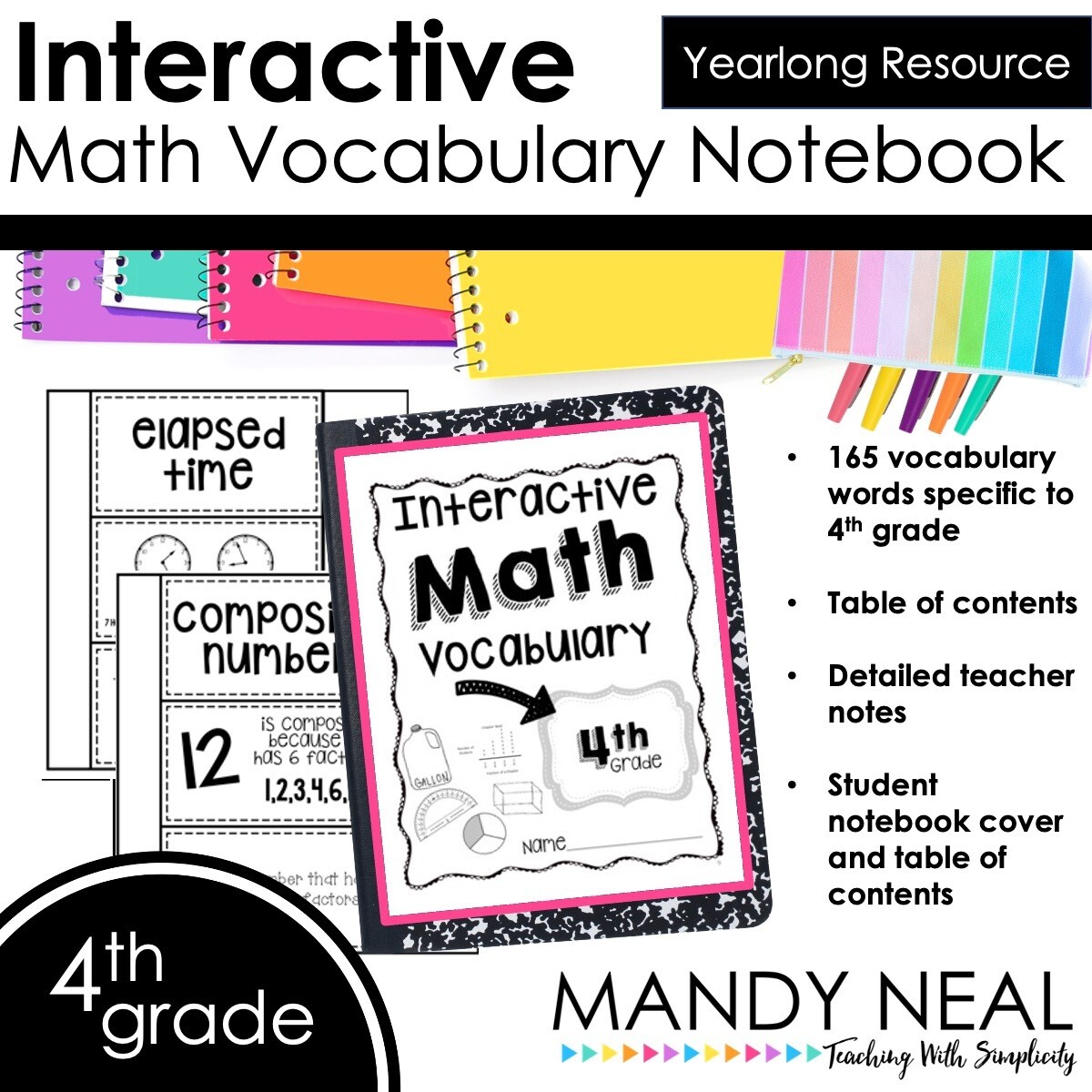 Interactive Math Vocabulary for 4th Grade