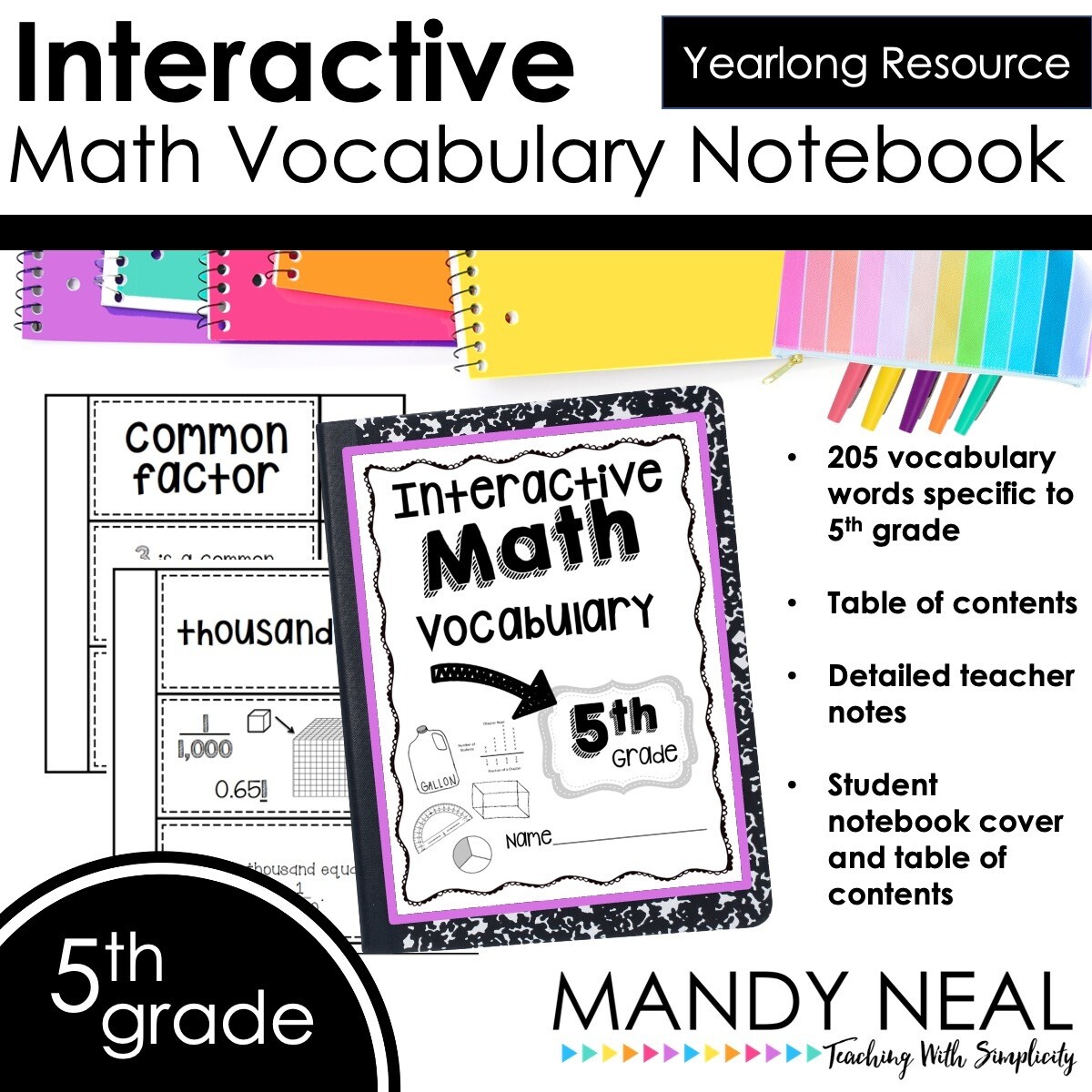 Interactive Math Vocabulary for 5th Grade