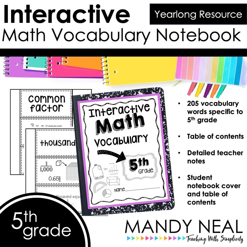 Interactive Math Vocabulary for 5th Grade