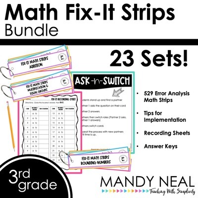 3rd Grade Math Error Analysis Task Cards | Games | Centers Bundle