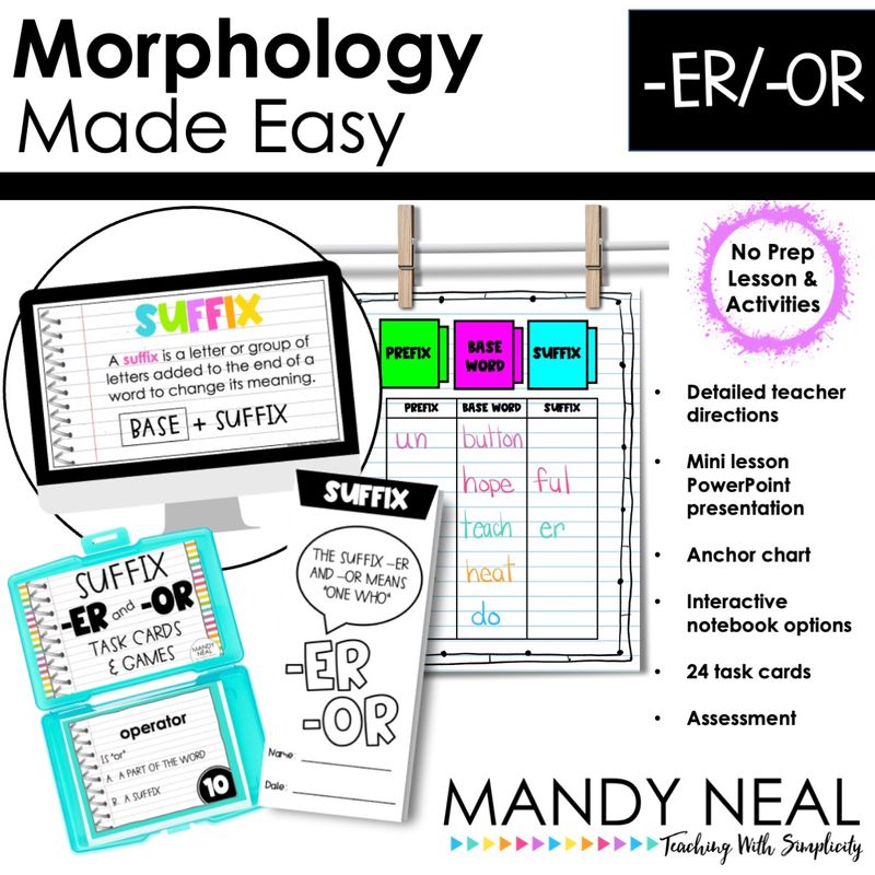 Suffix Lesson and Activities for -er and -or