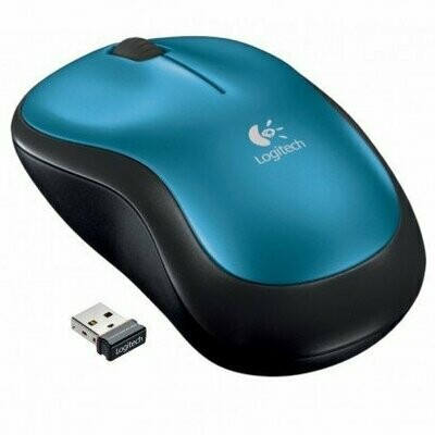 Mouse Óptico Logitech Wireless Sem Fio M185 Azul/Preto