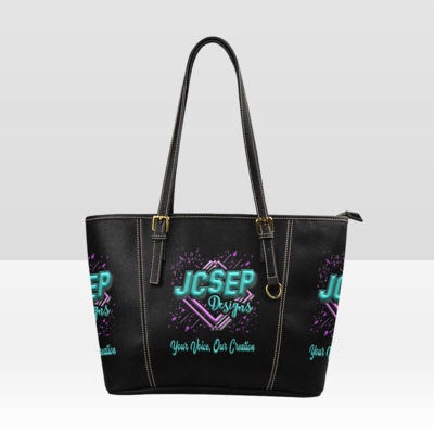 Leather Tote Bag with Side Print