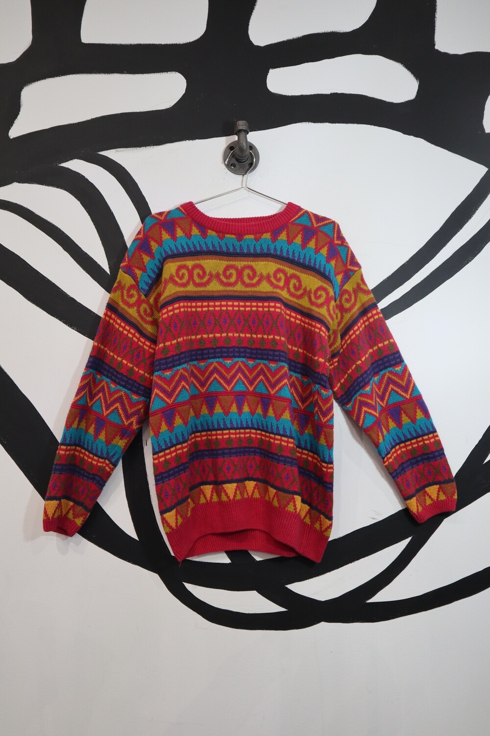 Funky Patterned Multicolor Sweater - Men's L Funky Patterned Multicolor Sweater - Men's L