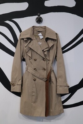 Guess A-Line Trench Coat with Ruffle Detail Size M