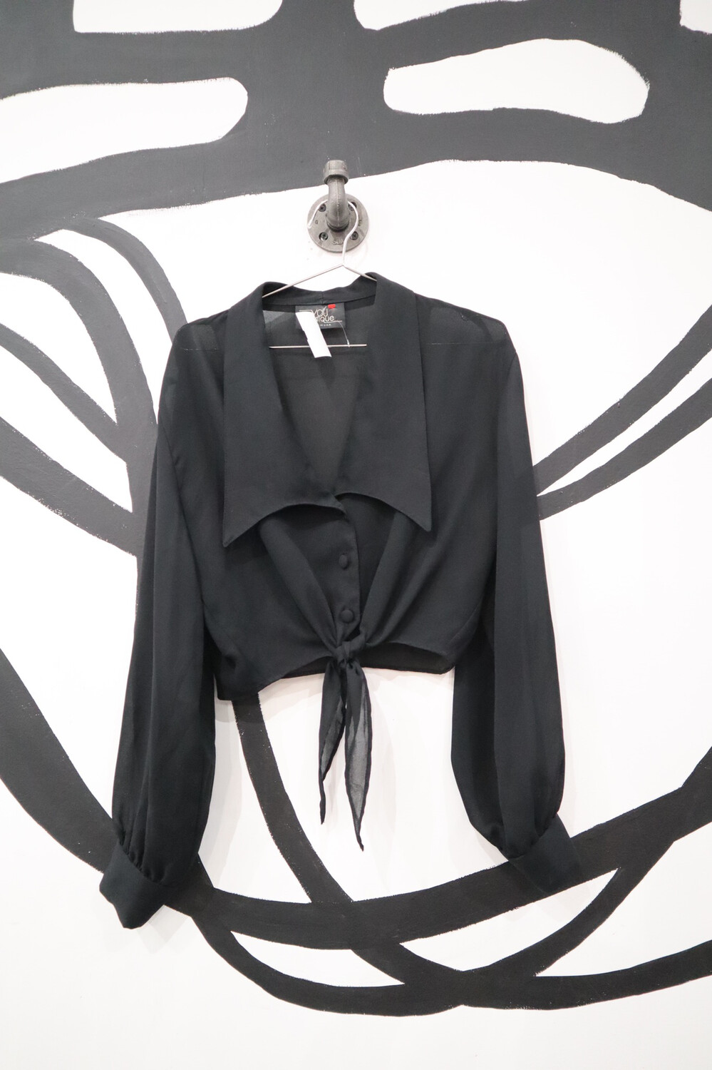 Younique Sheer Tie Front Button Up Size S