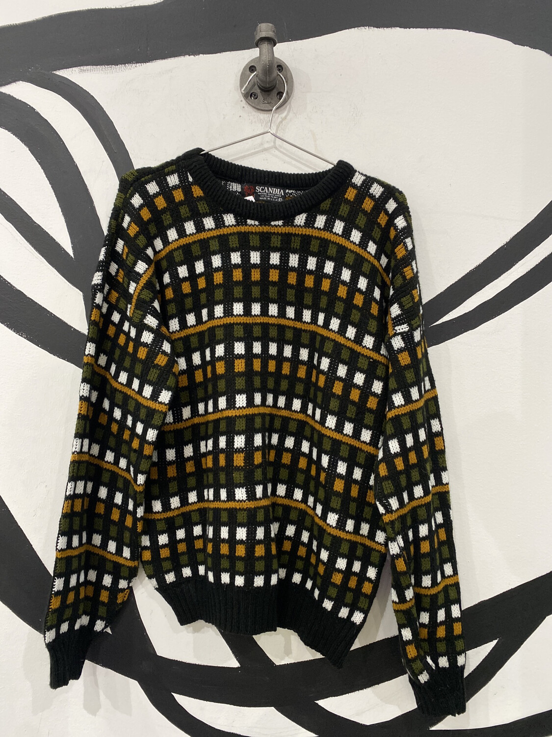 Crewneck Square Print Sweater Size XL