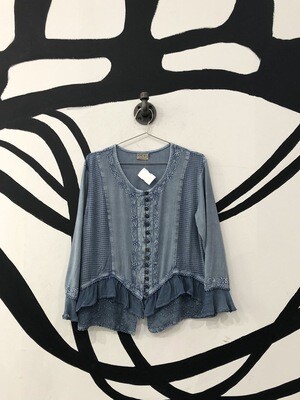 Button Down Blue Summer Top Size S/M