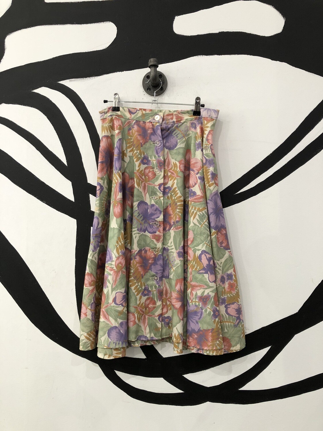 Floral Crystal Button Midi Skirt Size L Floral Crystal Button Midi Skirt Size L