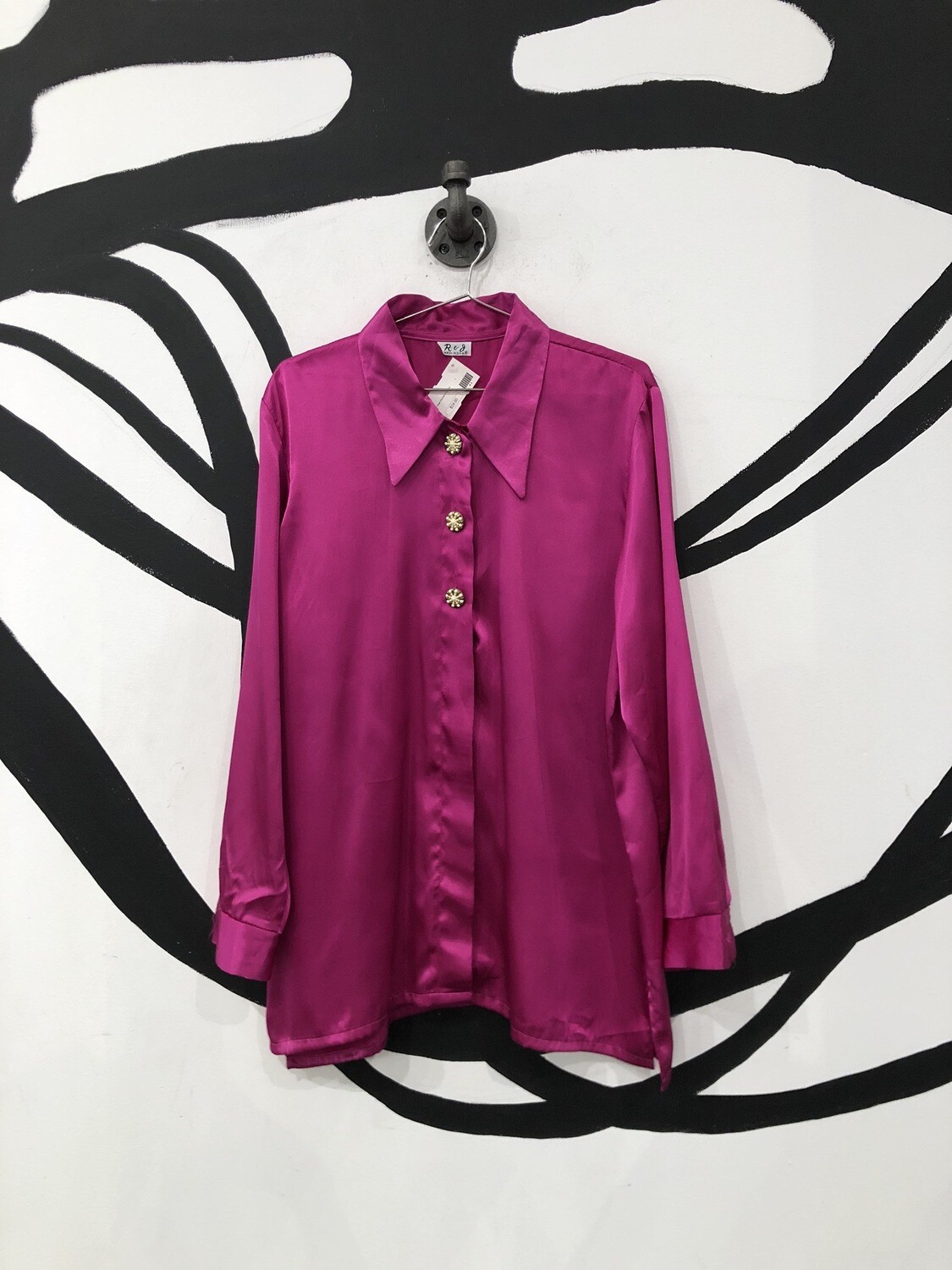 Fuchsia Silk Button Up Size L Fuchsia Silk Button Up Size L