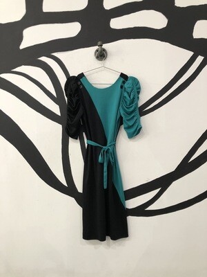 Black And Teal Tie Dress Size M