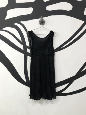 Black Embroidered Ruffle Dress Size S