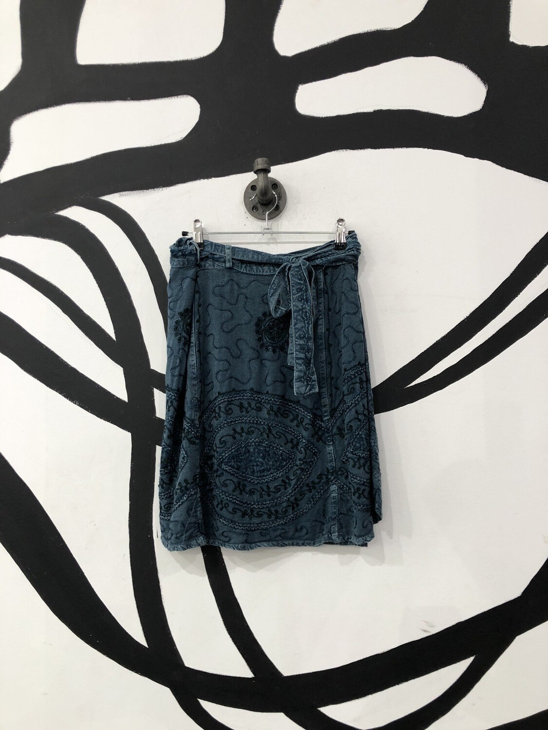 Embroidered Blue Wrap Skirt Size S Embroidered Blue Wrap Skirt Size S