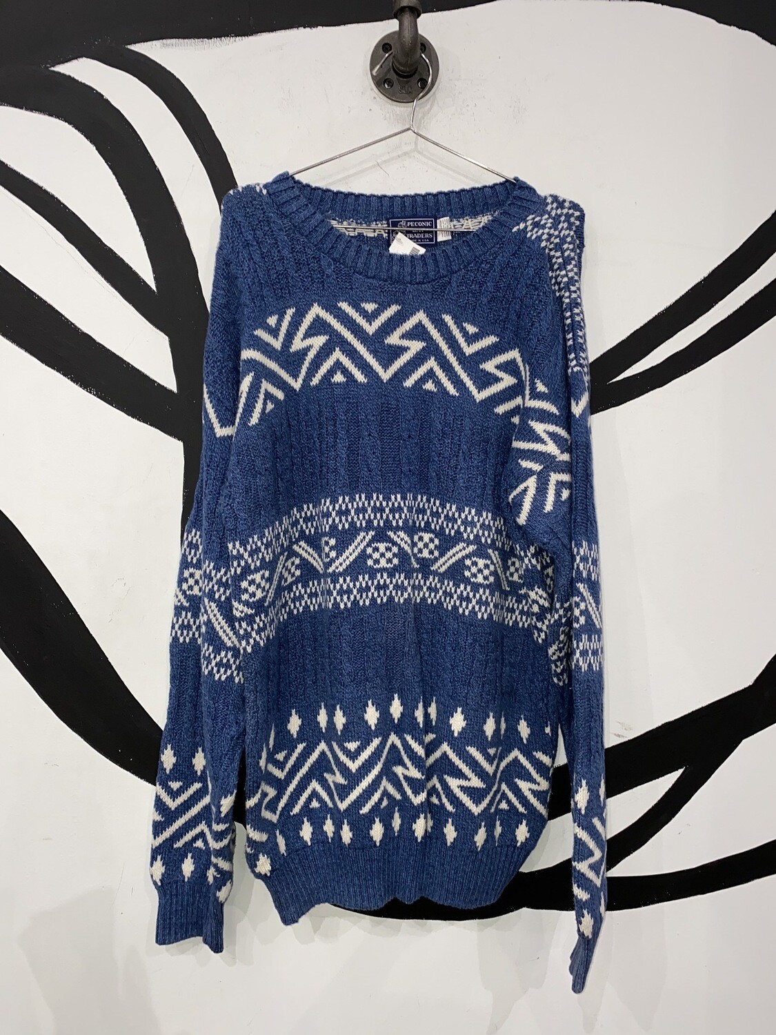 Peconic Bay Blue Knit Sweater Size L