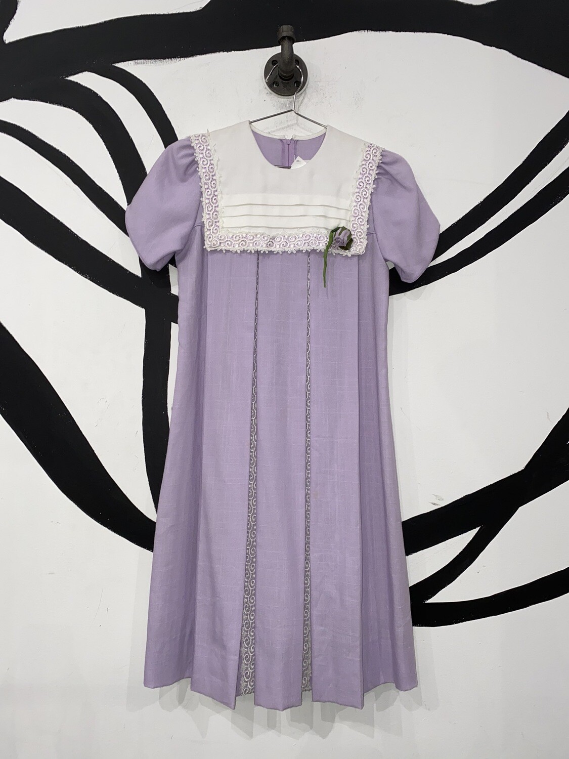 Sweet Lace Collared Purple Dress Size L