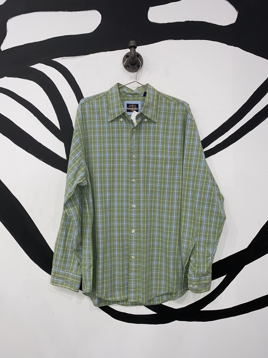 Green And Blue Plaid Button Up Size M