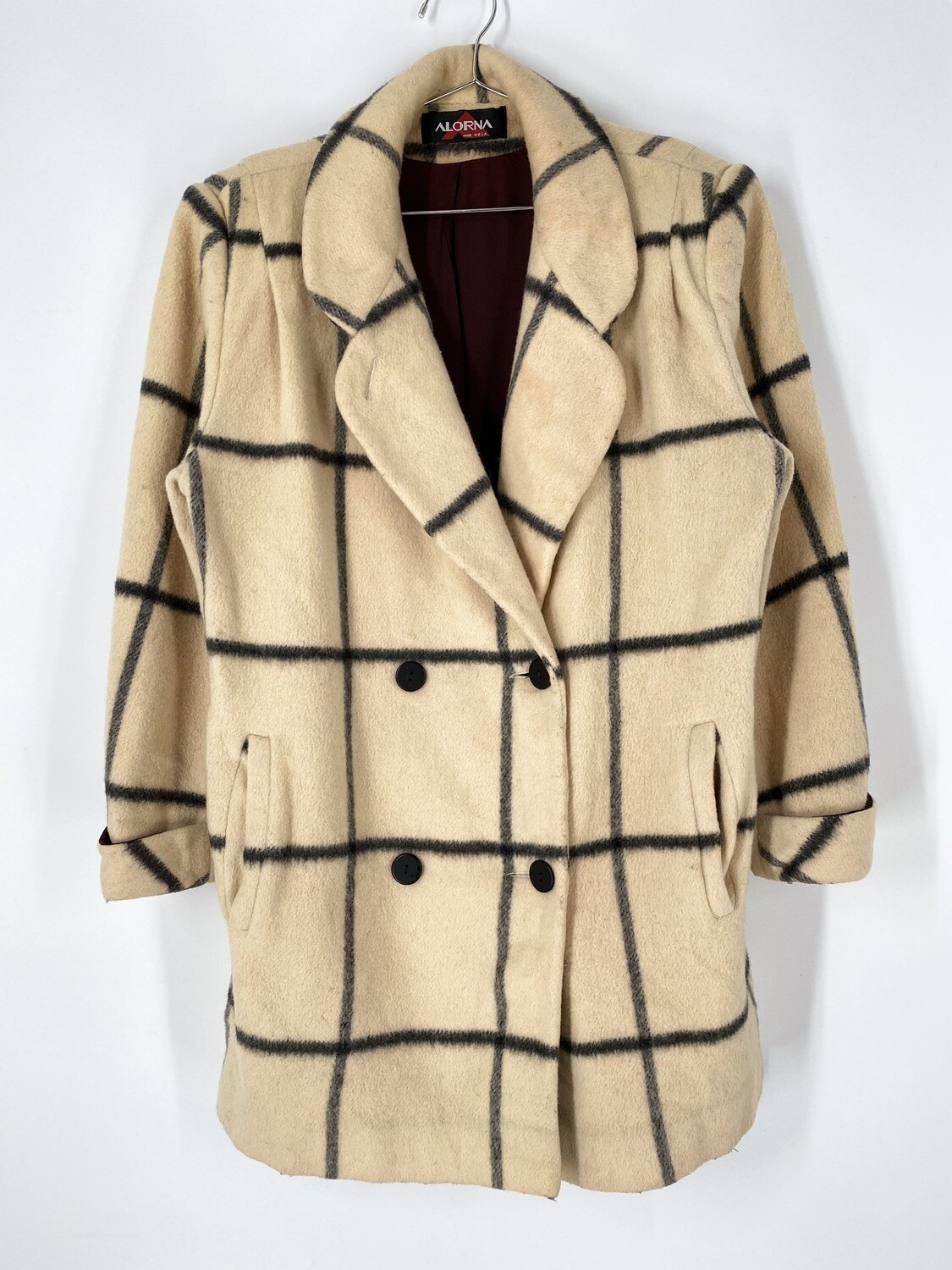 Alorna Black And Tan Checkered Coat Size L