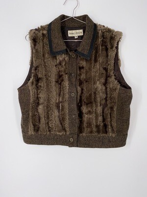 Nancy Bolen Brown Faux Fur Vest Size S