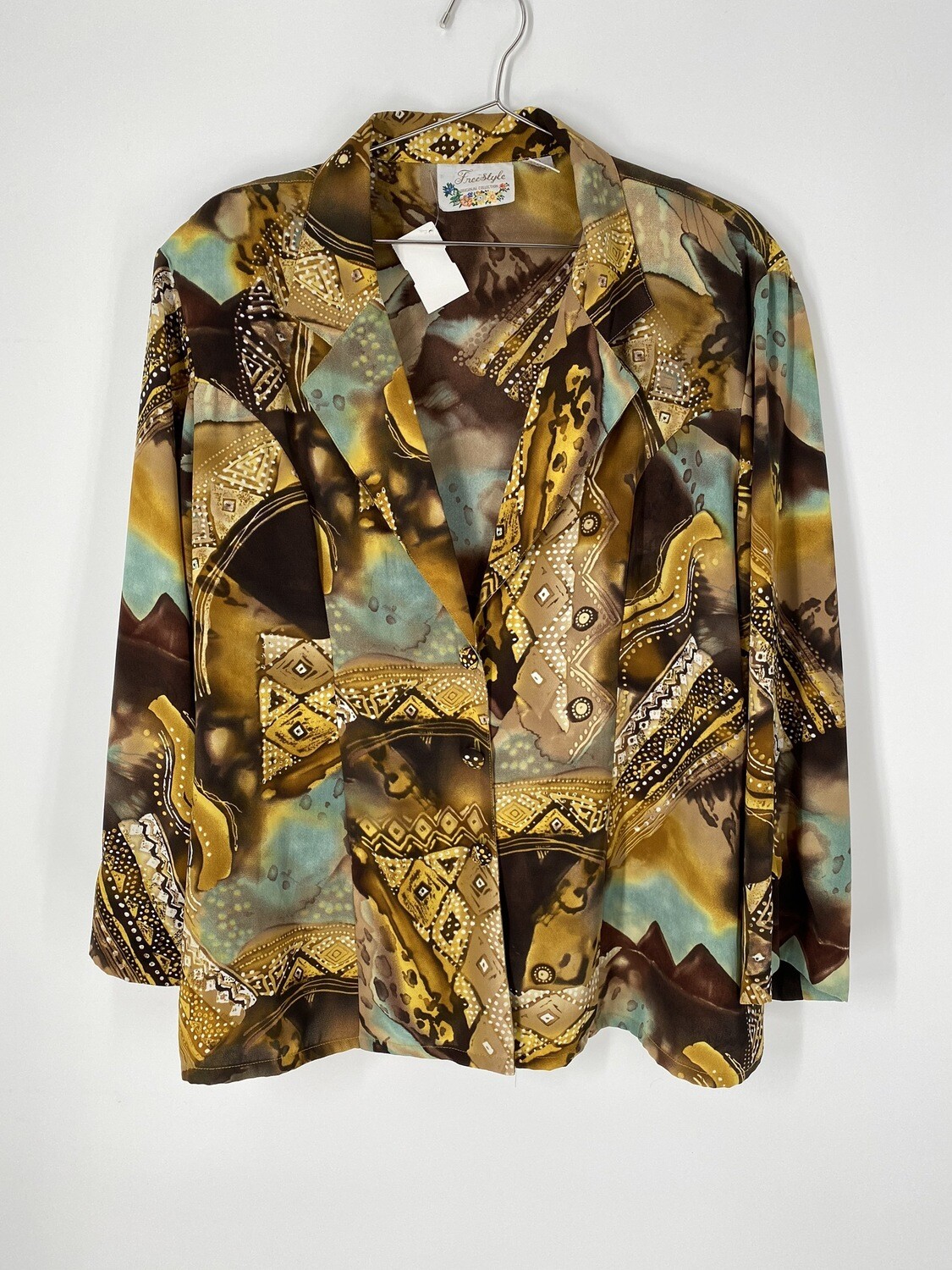 Freestyle Animal Abstract Print Button Up Size L