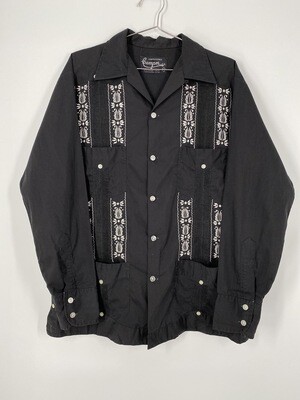 Campos Embroidered Black And White Button Up Size M