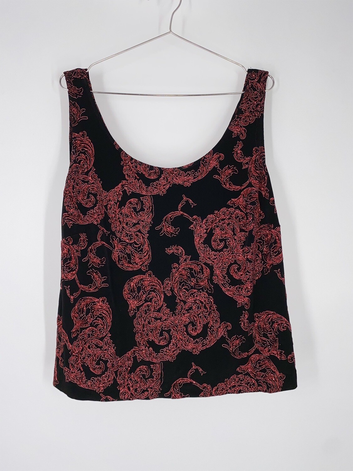 Alex Evenings Sleeveless Red and Black Glitter Top Size L