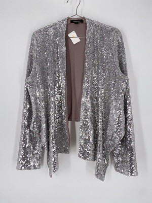 HAODUOYI Silver Sequins Long Sleeve Top Size L