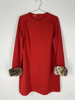 Mod Dress With Fur Sleeves Size L