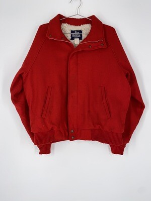 Woolrich Sherpa Lined Red Wool Bomber Size L