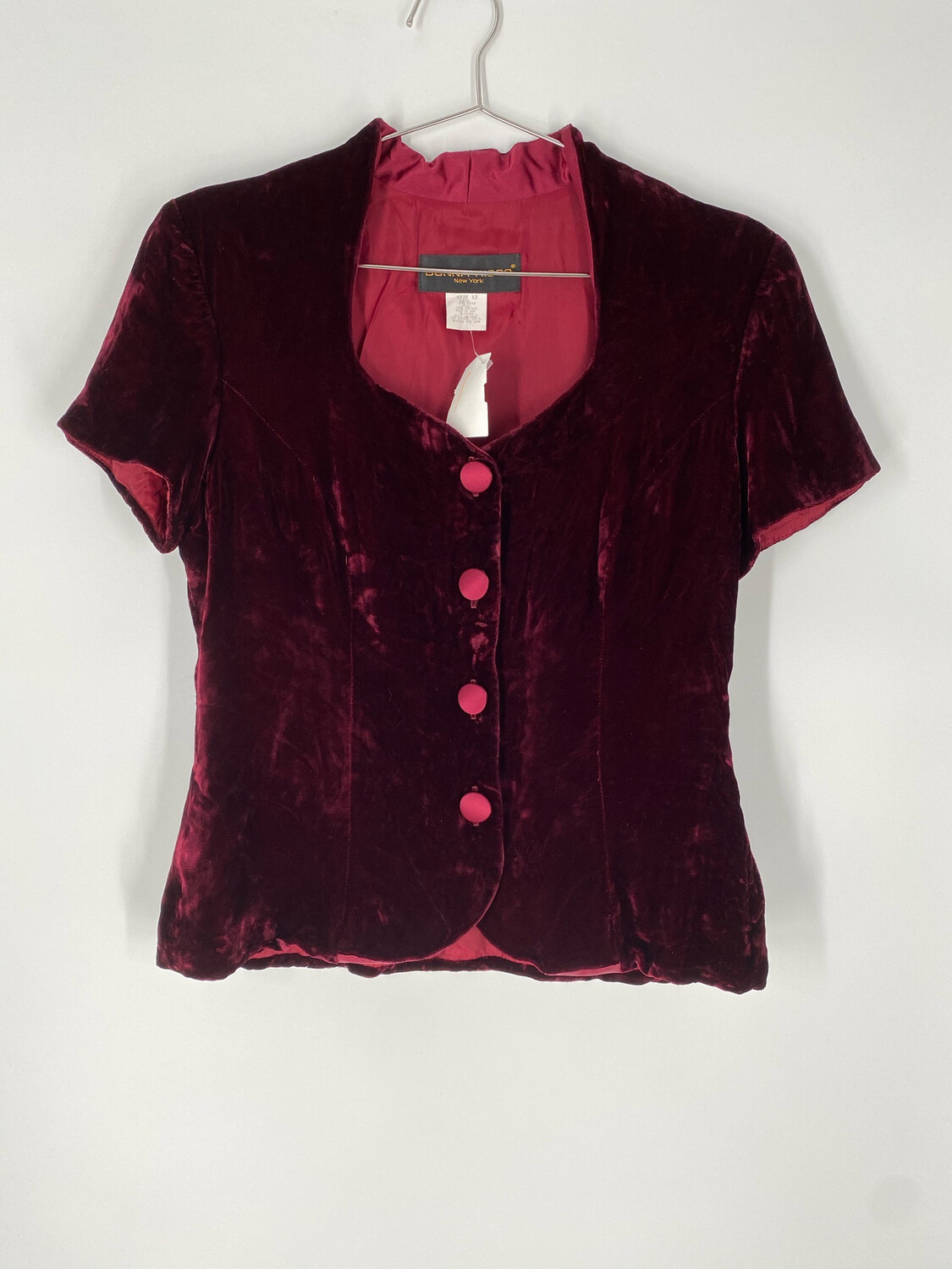 Donna Ricco Red Velvet Button Up Blouse Size L