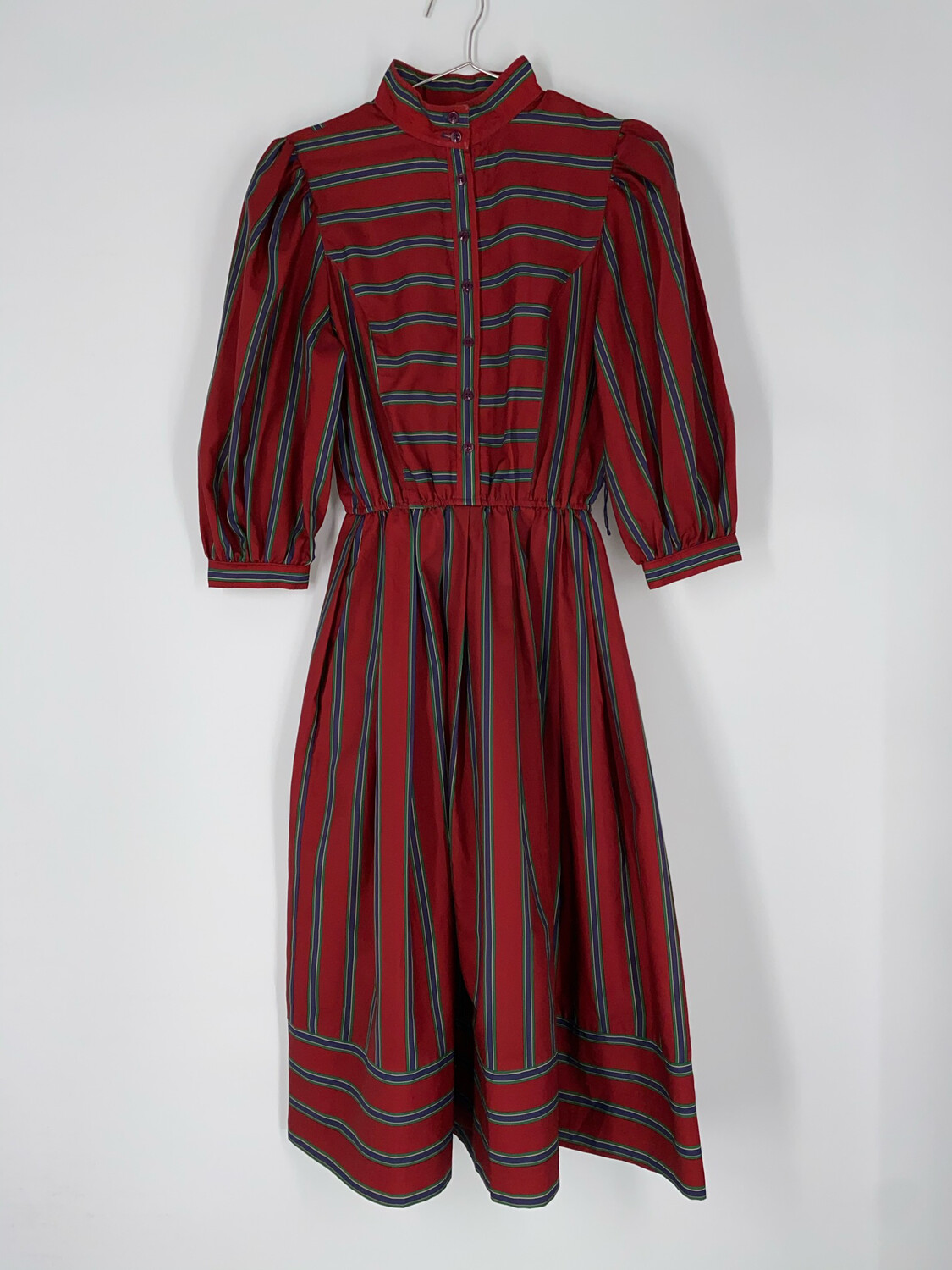 Joan Sparks For Daniel Barrett Red Striped Button Up Dress Size S