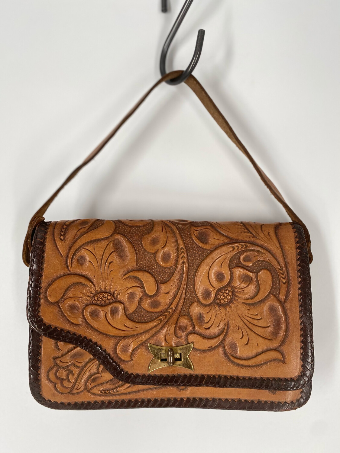 M.Castillo Mexico 100% Hand Tooled Leather Handle Bag