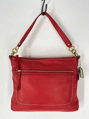 Red Leather Coach Shoulder Bag