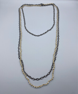 Gunmetal + Gold Dual Chain Necklace