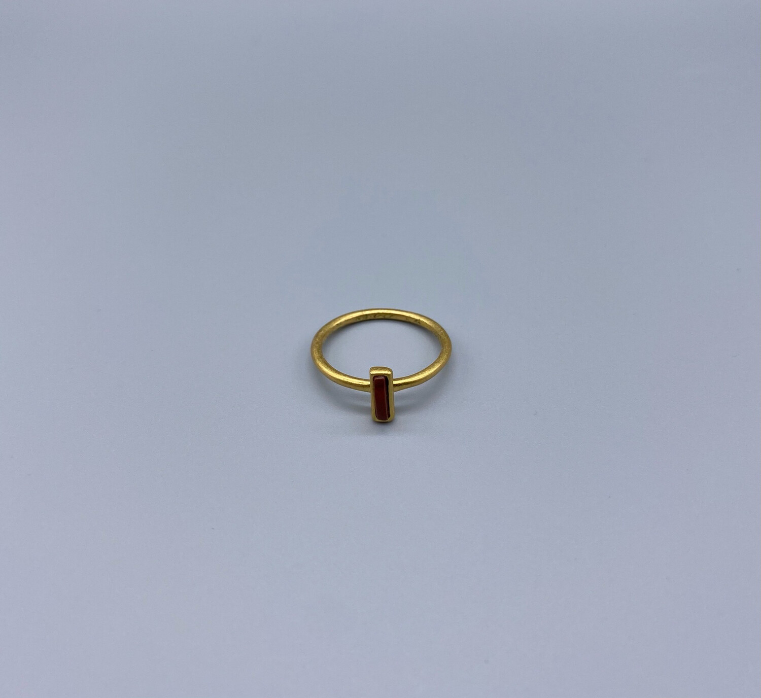 Minimal Gold Ring With Burnt Red Stone