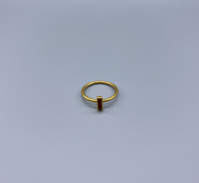 Minimal Gold Ring With Burnt Red Stone