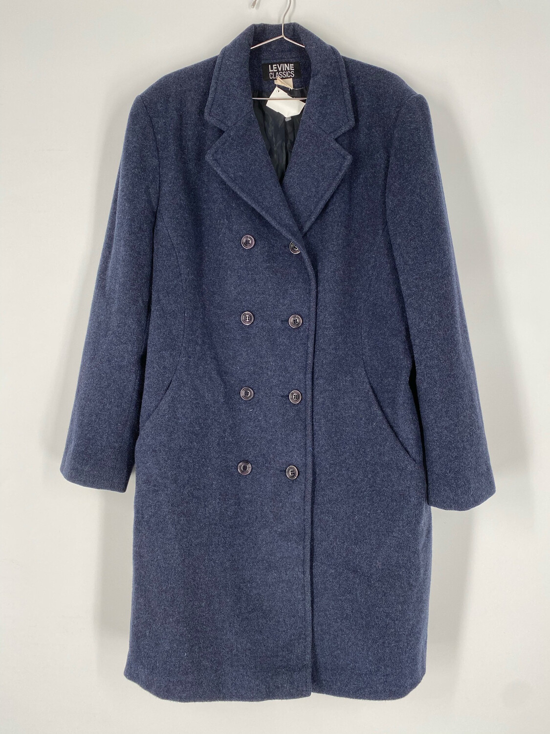 Levine Classics Blue Wool Mid Length Pea Coat Size L