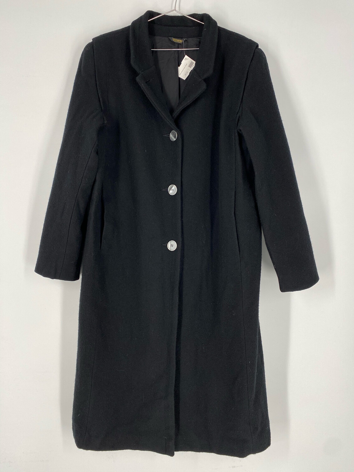 Long Black Wool Coat Size M
