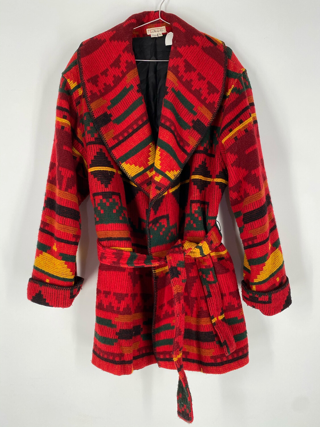 Talbots Multicolored Red Tribal Print Coat Size L