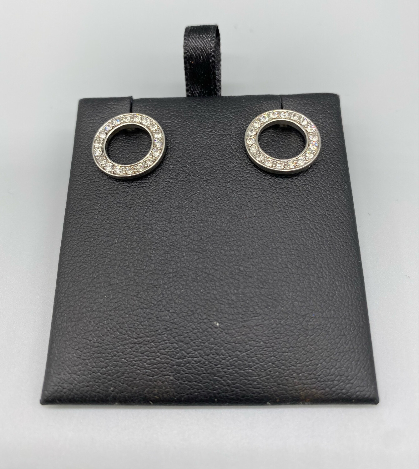 Silver Rhinestone Circle Earrings