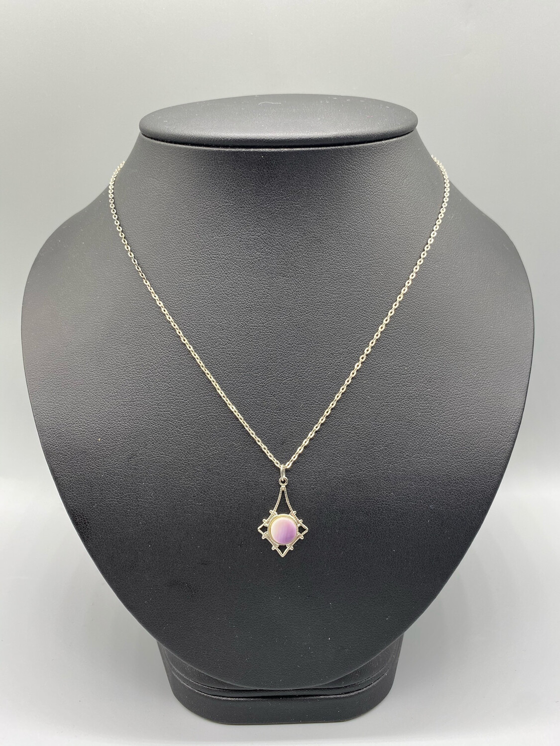 Silver Necklace with Purple Pendant
