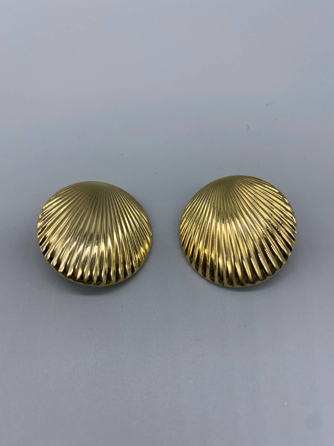 Gold Ribbed Clip-On Earrings