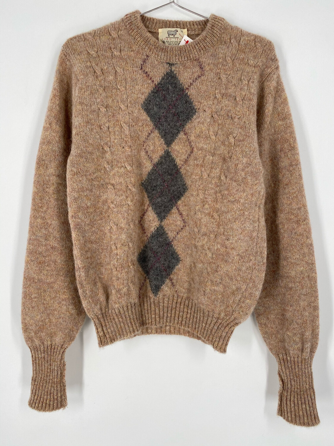 Lord Jeff Wool Argyle Print Sweater Size M
