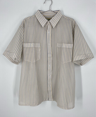 Haband Multicolor Pinstripe Short Sleeve Button  Up Size L