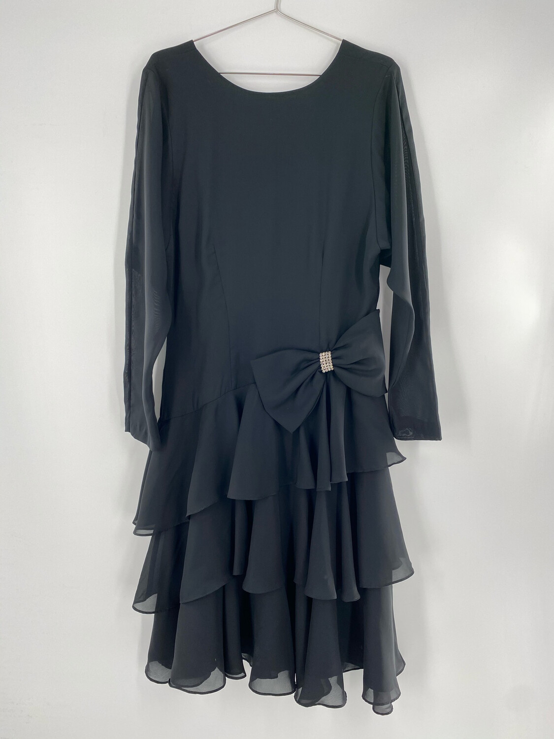 Samantha Black Long Sleeve Ruffle Dress Size M