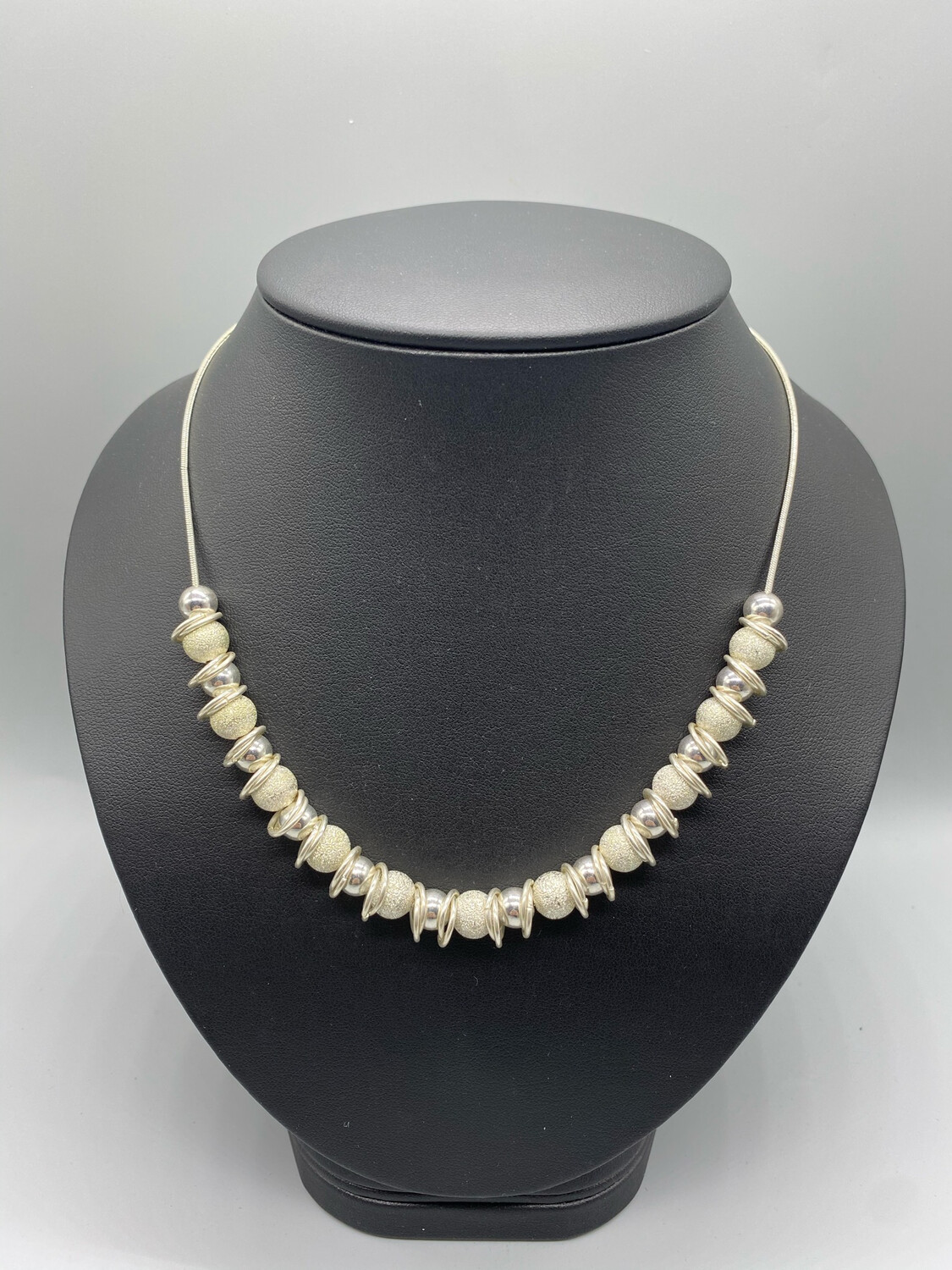 Silver Beaded Adjustable Necklace