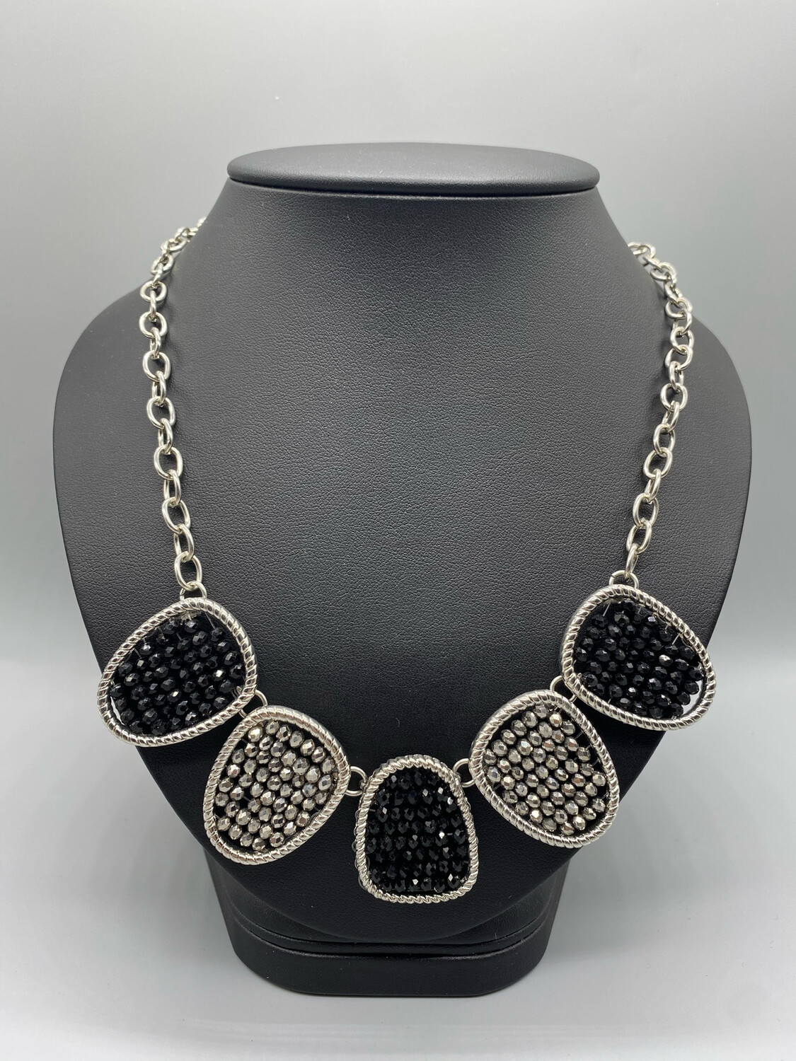 Black And Silver Statement Necklace